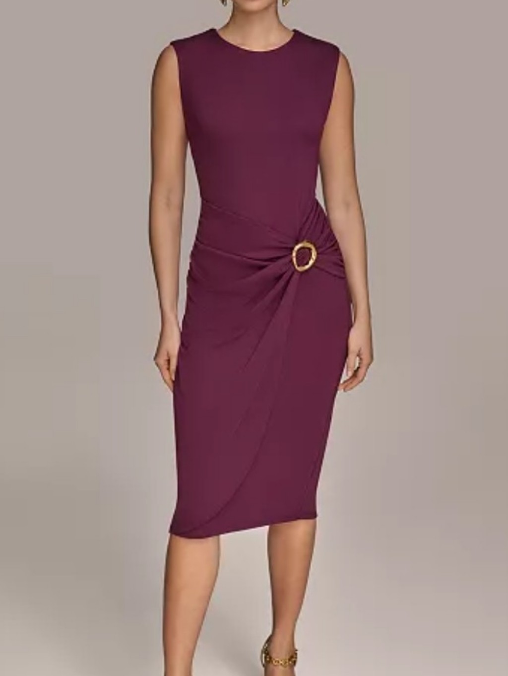 Donna Karan New York Plum Hardware Sleeveless Sheath Dress Sz 20w. Retail $160